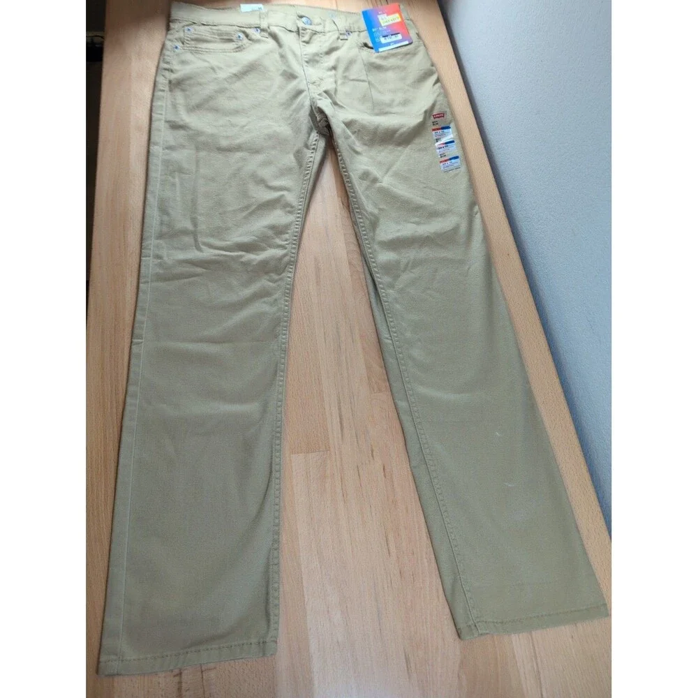 NWT Levi's 511 Slim Stretch Pants Mens 34x32 Khaki Tan Twill Chino Trousers